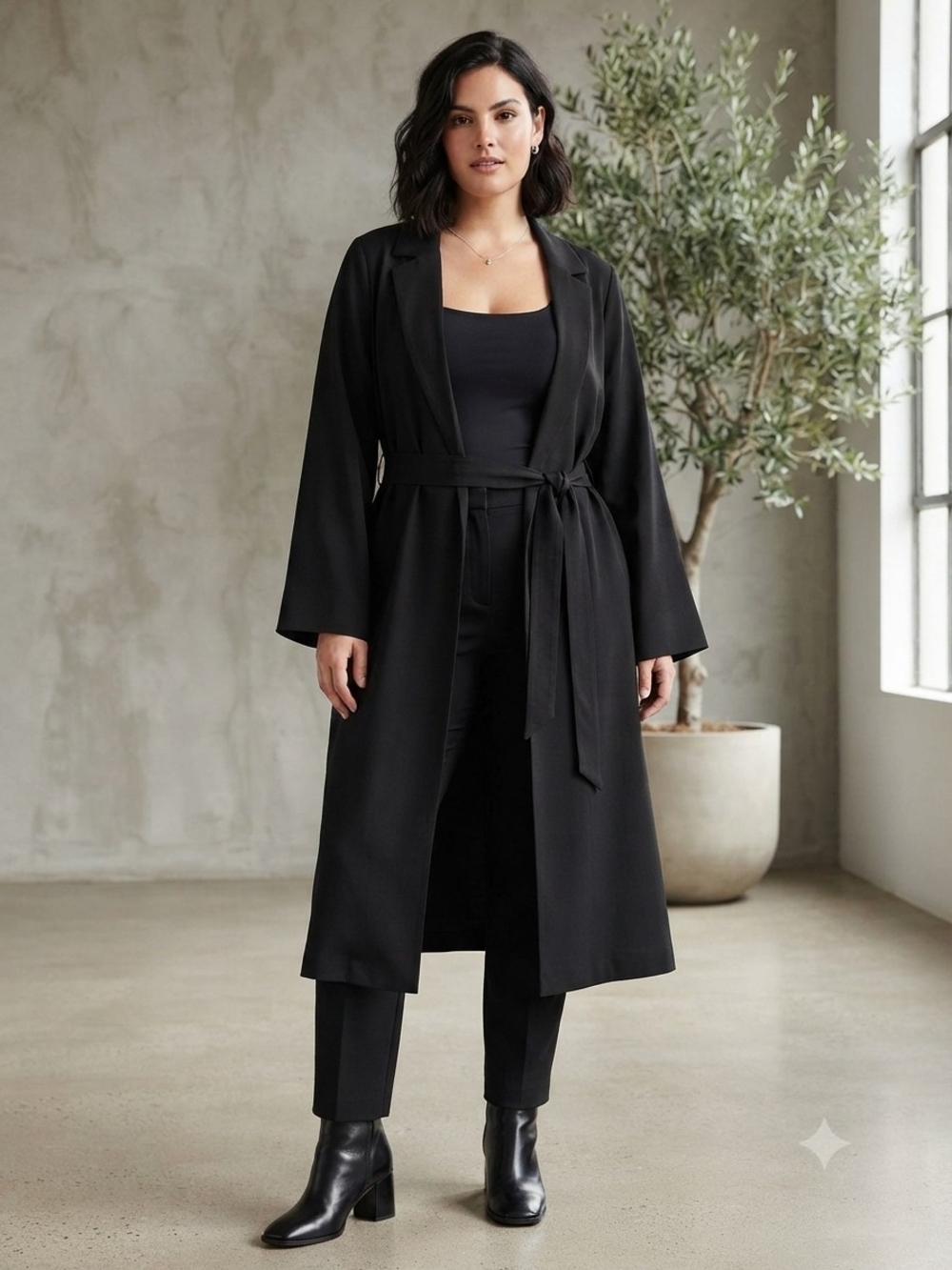 Torrid Black Crepe Drapey Trench Coat Belted New With Tags Size 3X (22-24)
